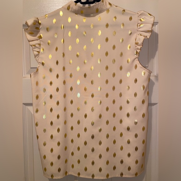 Golden Dot Print Ruffle Sleeve Blouse - Picture 3 of 4